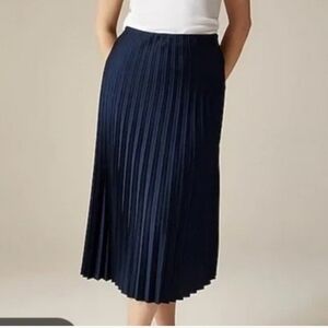J. Crew Navy Pleated Midi Skirt